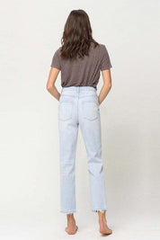 Super High Rise Distressed Cropped Straight Denim - Sunday Golden
