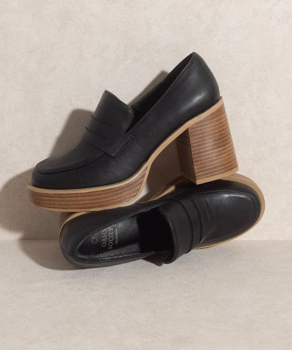 Hannah - Platform Penny Loafers - Sunday Golden