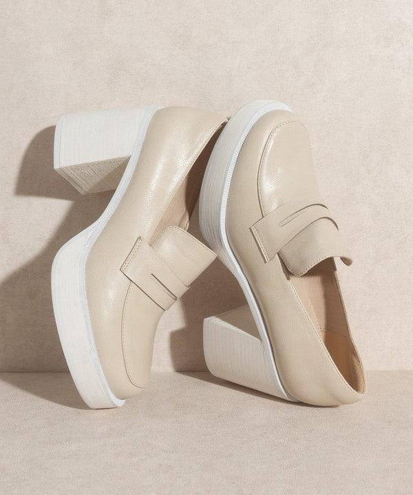 Hannah - Platform Penny Loafers - Sunday Golden