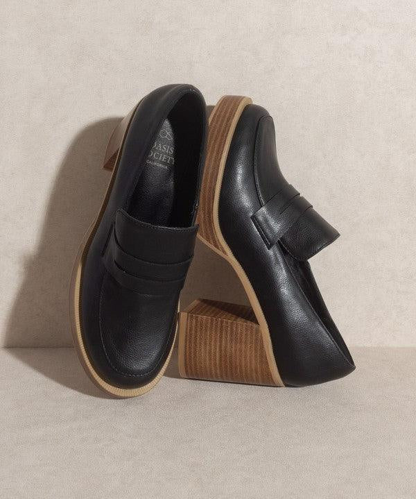 Hannah - Platform Penny Loafers - Sunday Golden