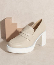 Hannah - Platform Penny Loafers - Sunday Golden