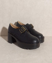 Sarah - Buckled Platform Loafers - Sunday Golden