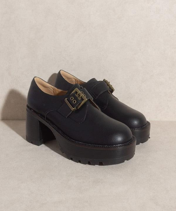 Sarah - Buckled Platform Loafers - Sunday Golden