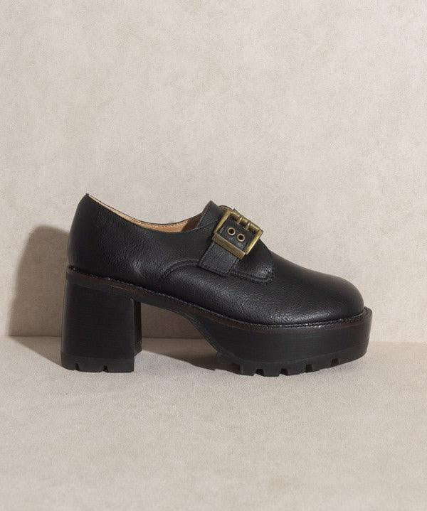 Sarah - Buckled Platform Loafers - Sunday Golden