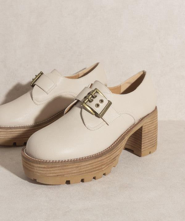 Sarah - Buckled Platform Loafers - Sunday Golden