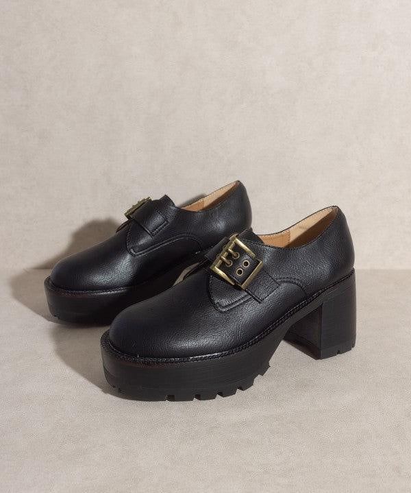 Sarah - Buckled Platform Loafers - Sunday Golden