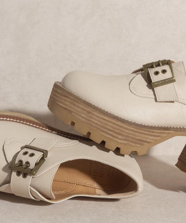 Sarah - Buckled Platform Loafers - Sunday Golden