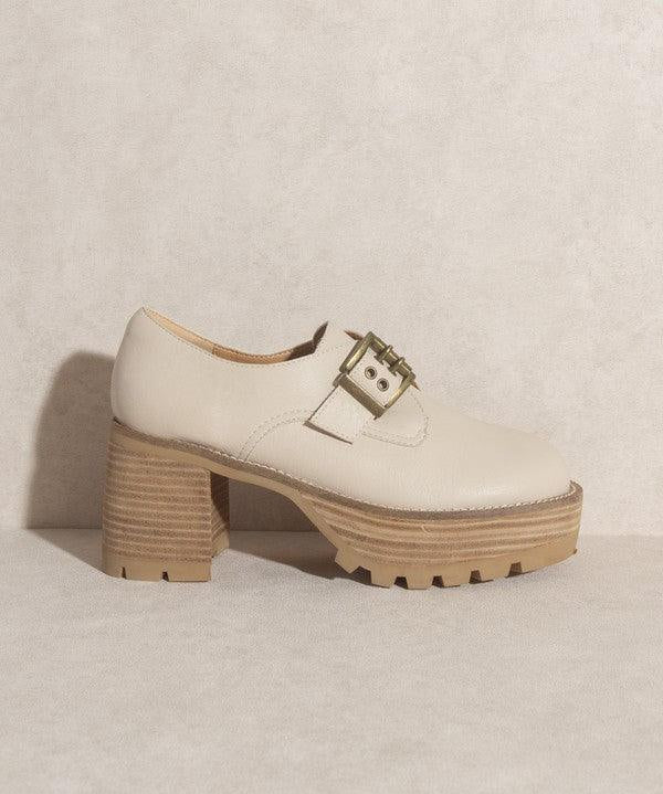 Sarah - Buckled Platform Loafers - Sunday Golden