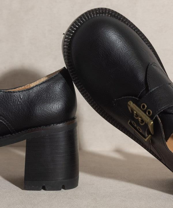 Sarah - Buckled Platform Loafers - Sunday Golden