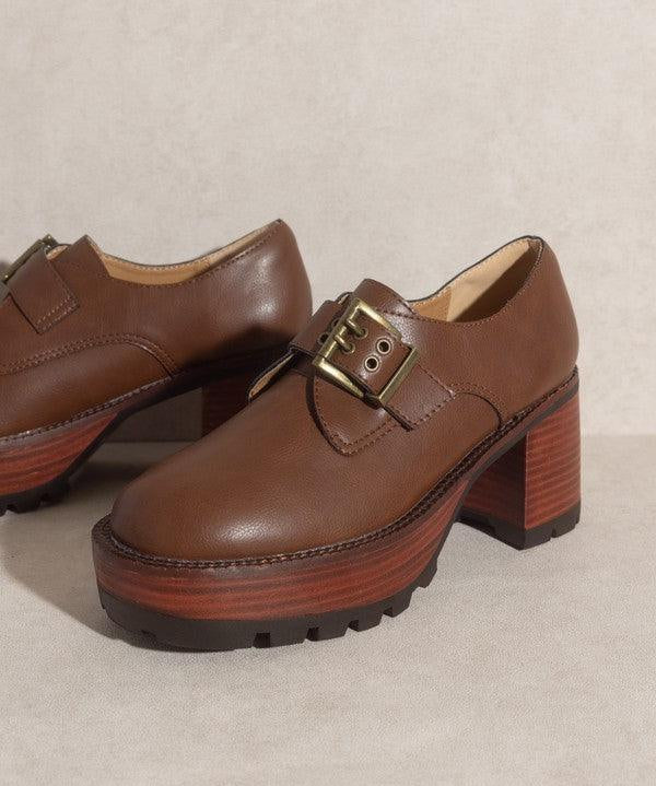 Sarah - Buckled Platform Loafers - Sunday Golden