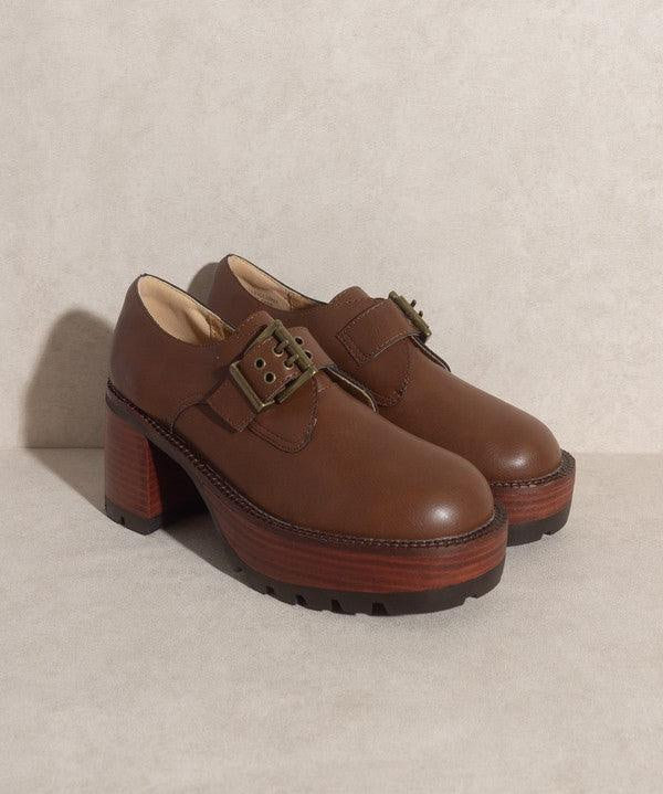 Sarah - Buckled Platform Loafers - Sunday Golden
