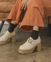 Sarah - Buckled Platform Loafers - Sunday Golden