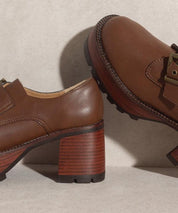Sarah - Buckled Platform Loafers - Sunday Golden