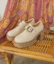 Sarah - Buckled Platform Loafers - Sunday Golden