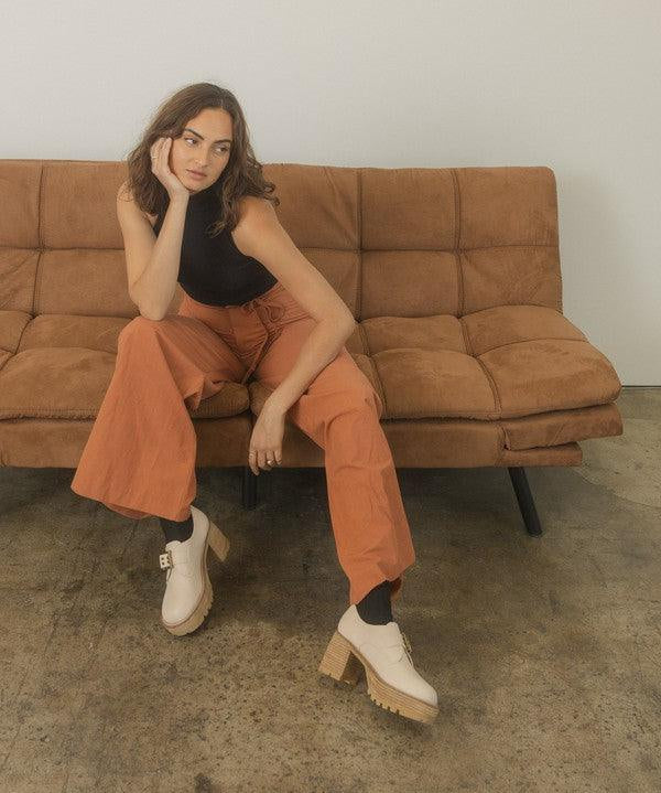 Sarah - Buckled Platform Loafers - Sunday Golden