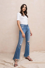Mid-Rise Flare with Hem Detail - Sunday Golden