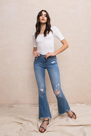 Mid-Rise Flare with Hem Detail - Sunday Golden