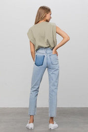 High Waist Ripped Tapered Jeans - Sunday Golden
