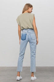 High Waist Ripped Tapered Jeans - Sunday Golden