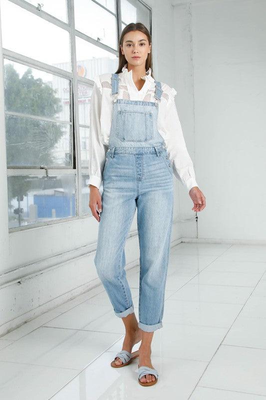 Pocket Detail Denim Overall Jumpsuit - Sunday Golden