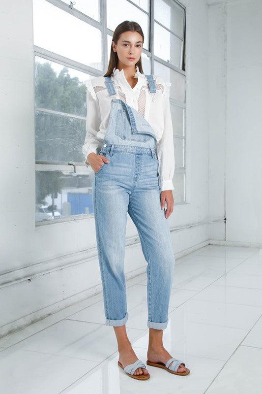 Pocket Detail Denim Overall Jumpsuit - Sunday Golden