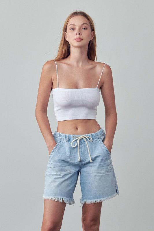 High Rise Drawstring Shorts - Sunday Golden