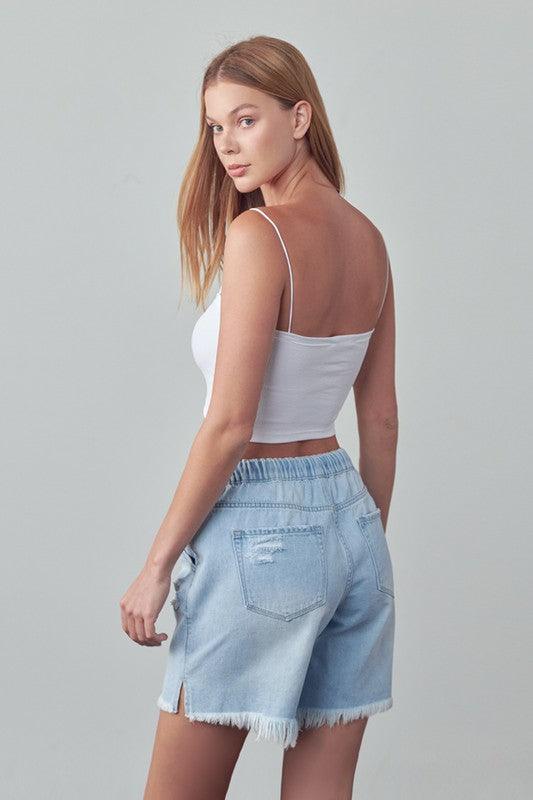 High Rise Drawstring Shorts - Sunday Golden