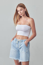 High Rise Drawstring Shorts - Sunday Golden