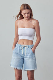 High Rise Drawstring Shorts - Sunday Golden