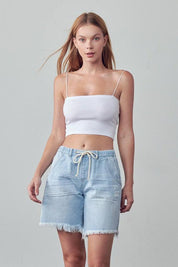High Rise Drawstring Shorts - Sunday Golden