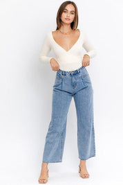 Long Sleeve Surplice Bodysuit - Sunday Golden