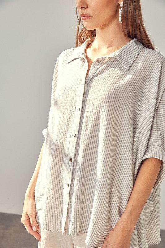 Striped Button Up Shirt - Sunday Golden