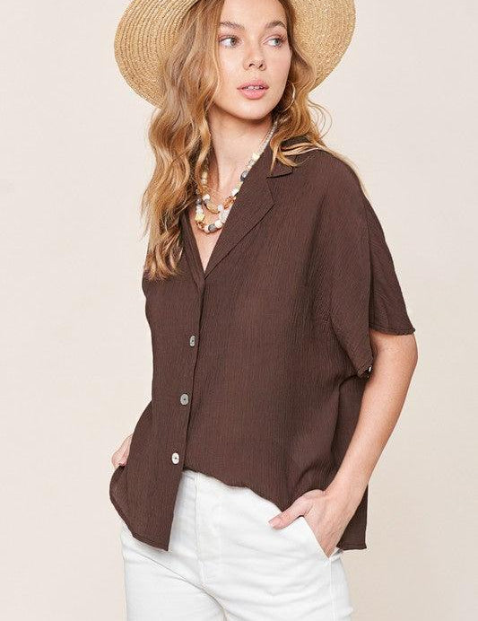 Zoey Button Down Shirt - Sunday Golden
