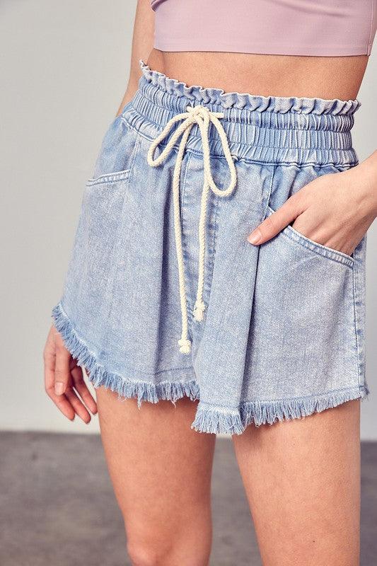 Taylor Destroyed Fray Denim Shorts - Sunday Golden