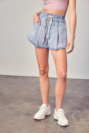 Taylor Destroyed Fray Denim Shorts - Sunday Golden