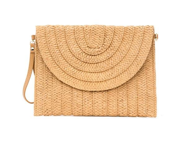 Straw Foldover Convertible Clutch - Sunday Golden