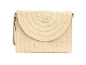 Straw Foldover Convertible Clutch - Sunday Golden