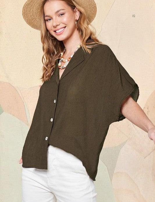 Zoey Button Down Shirt - Sunday Golden