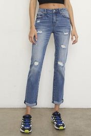 Mid Rise Slim Boyfriend Jeans - Sunday Golden