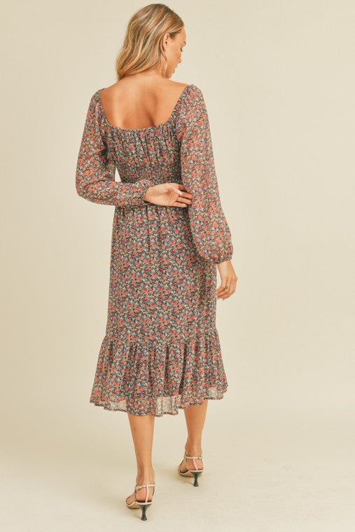 Bambi Floral Print Midi Dress
