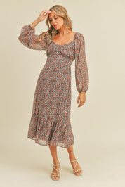 Bambi Floral Print Midi Dress