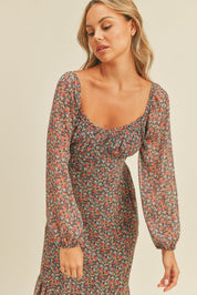 Bambi Floral Print Midi Dress