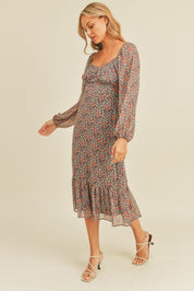 Bambi Floral Print Midi Dress
