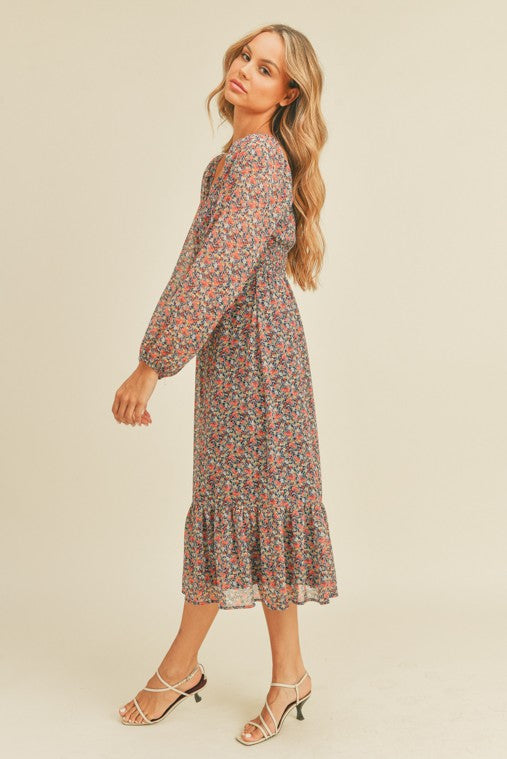 Bambi Floral Print Midi Dress