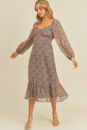 Bambi Floral Print Midi Dress