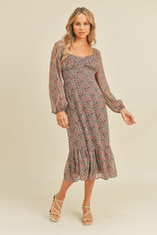 Bambi Floral Print Midi Dress