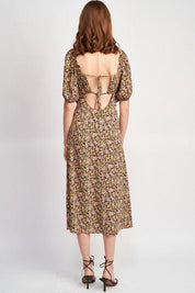 Millie Floral Midi Dress With Ruffle Detail - Sunday Golden