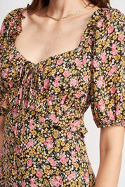 Millie Floral Midi Dress With Ruffle Detail - Sunday Golden