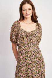 Millie Floral Midi Dress With Ruffle Detail - Sunday Golden