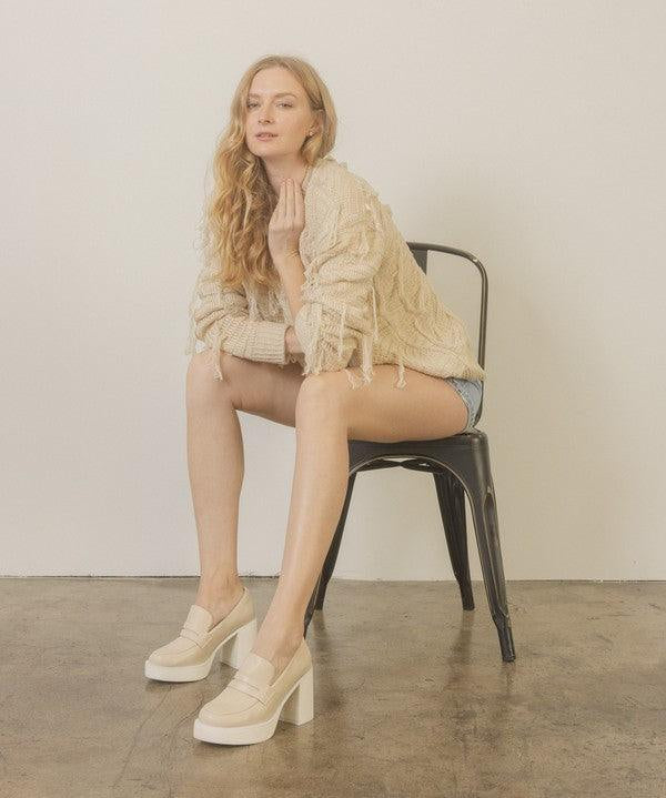 Hannah - Platform Penny Loafers - Sunday Golden
